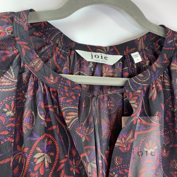 Joie Cecarina 100% Silk Long Sleeve Blouse with Cuff Sleeve Detail Size XL NWT - Picture 9 of 16